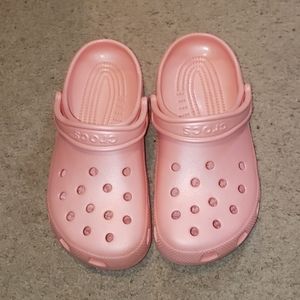 Pink shimmer crocs